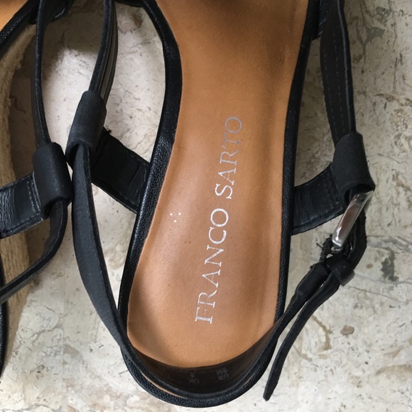Black Leather Espadrille Sandal Crispin Sling Back - Picture 8 of 8